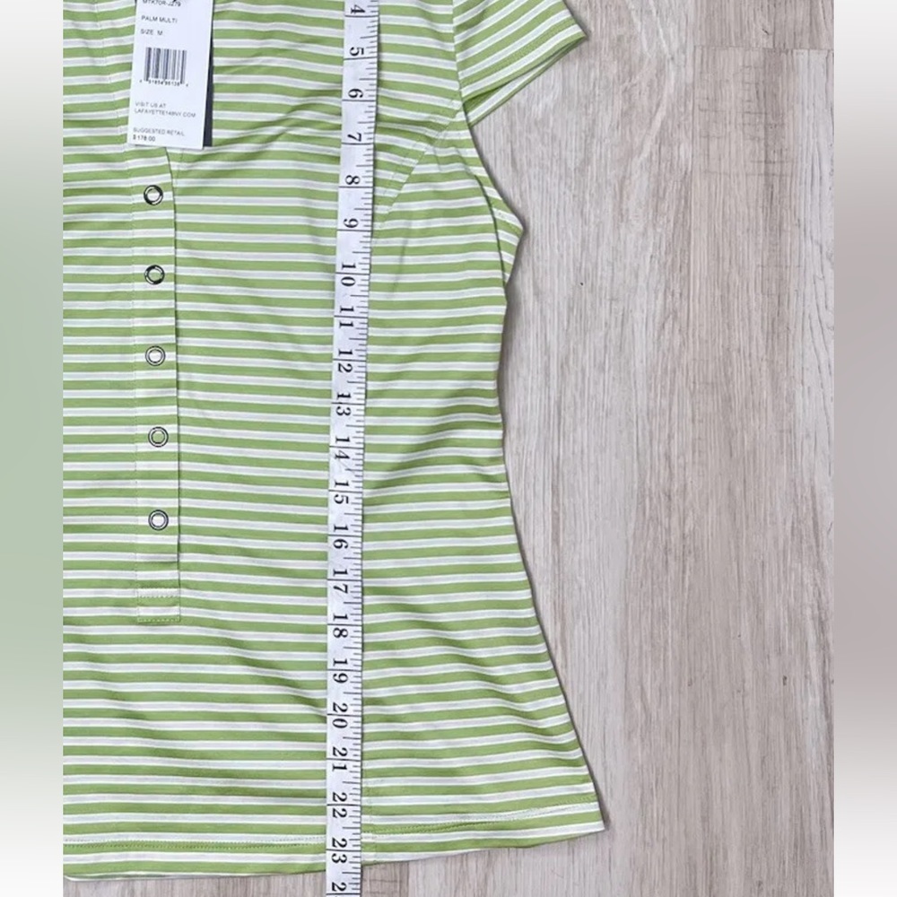Lafayette 148 New York Cap Sleev Stripped Top. Size: M - Picture 4 of 7